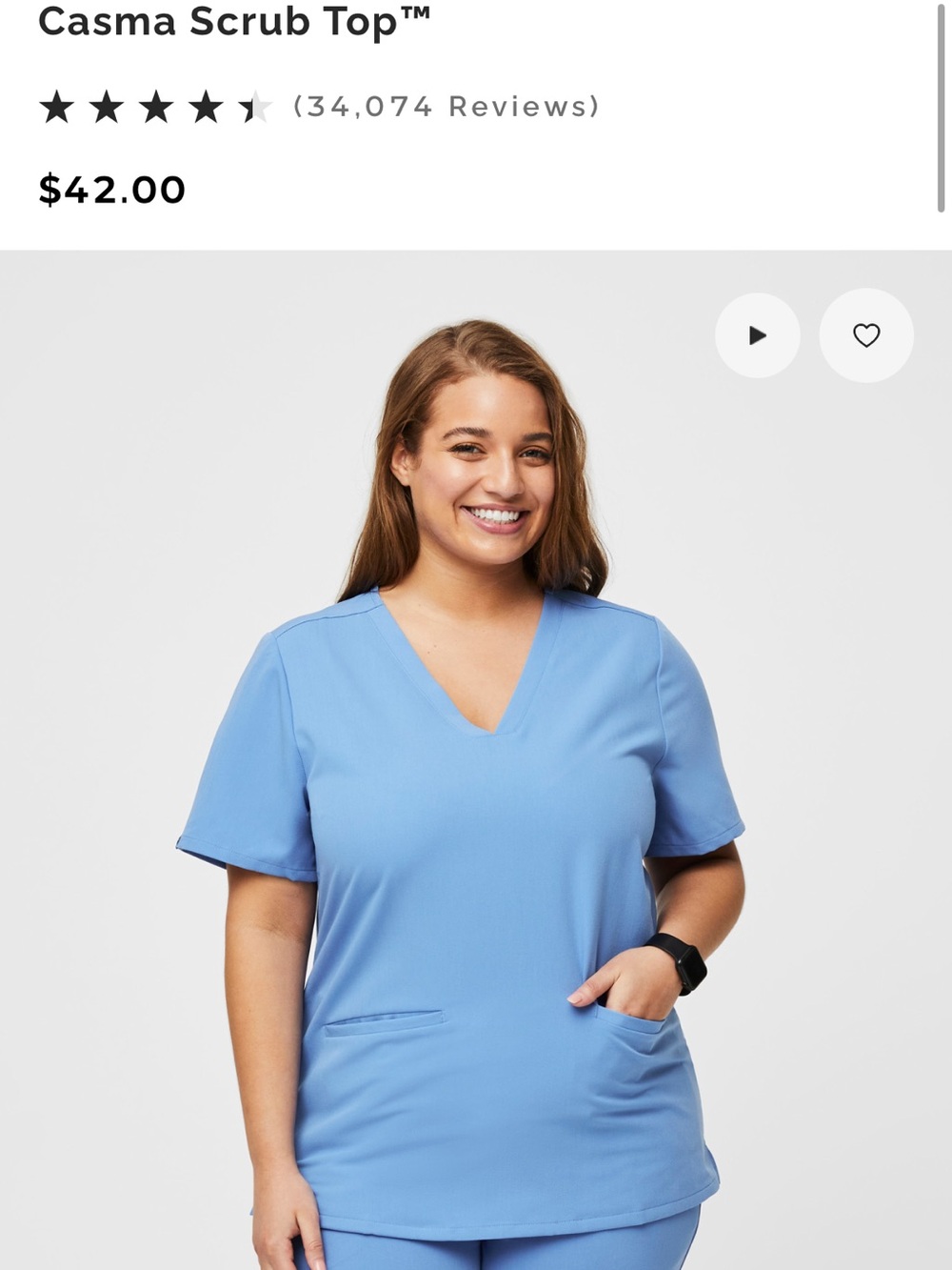 2XL FIGS Casma Scrub Top in Ceil Blue